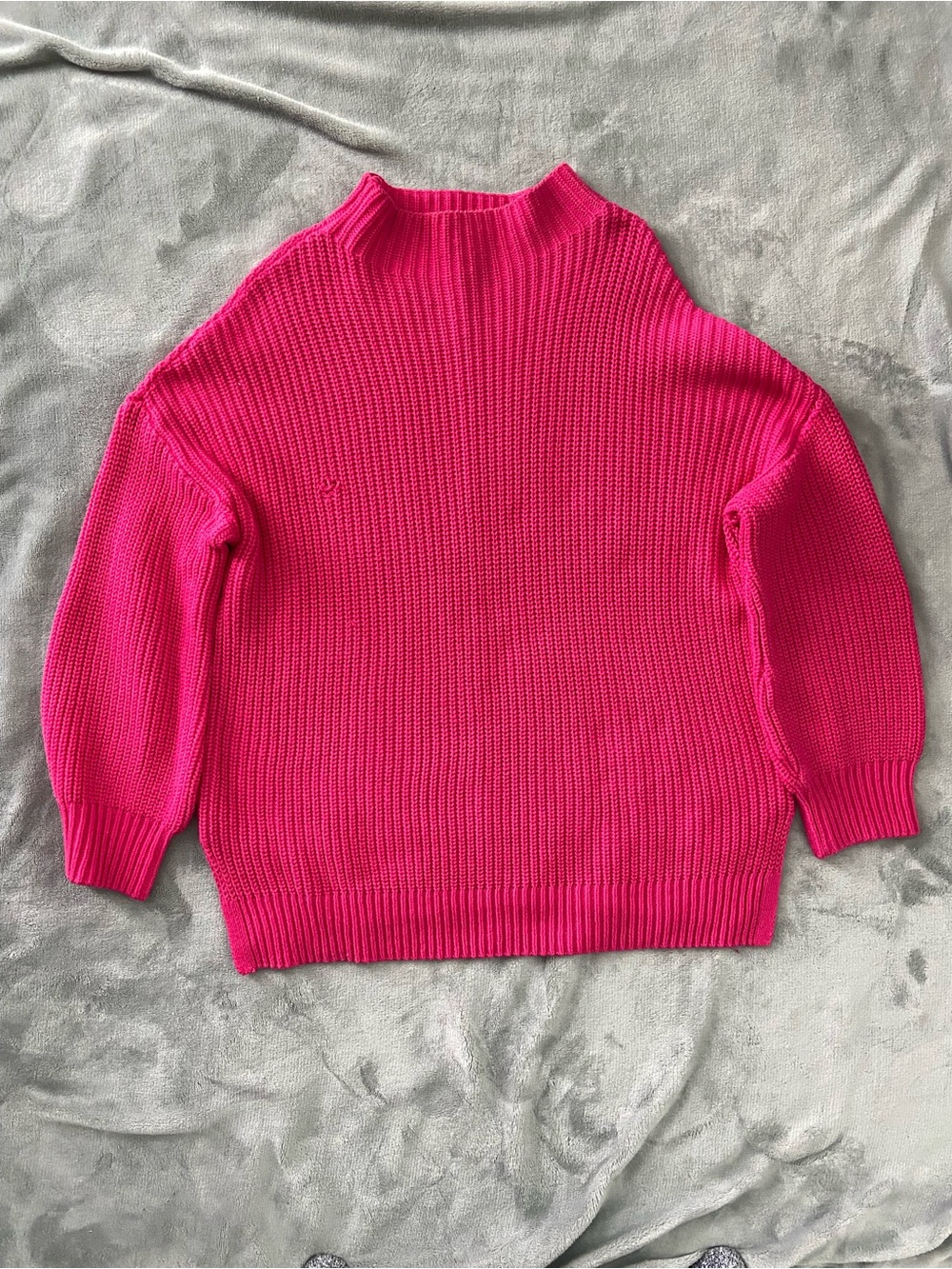 cupcakes & cashmere Hot Pink Ribbed Mock Neck Sweater